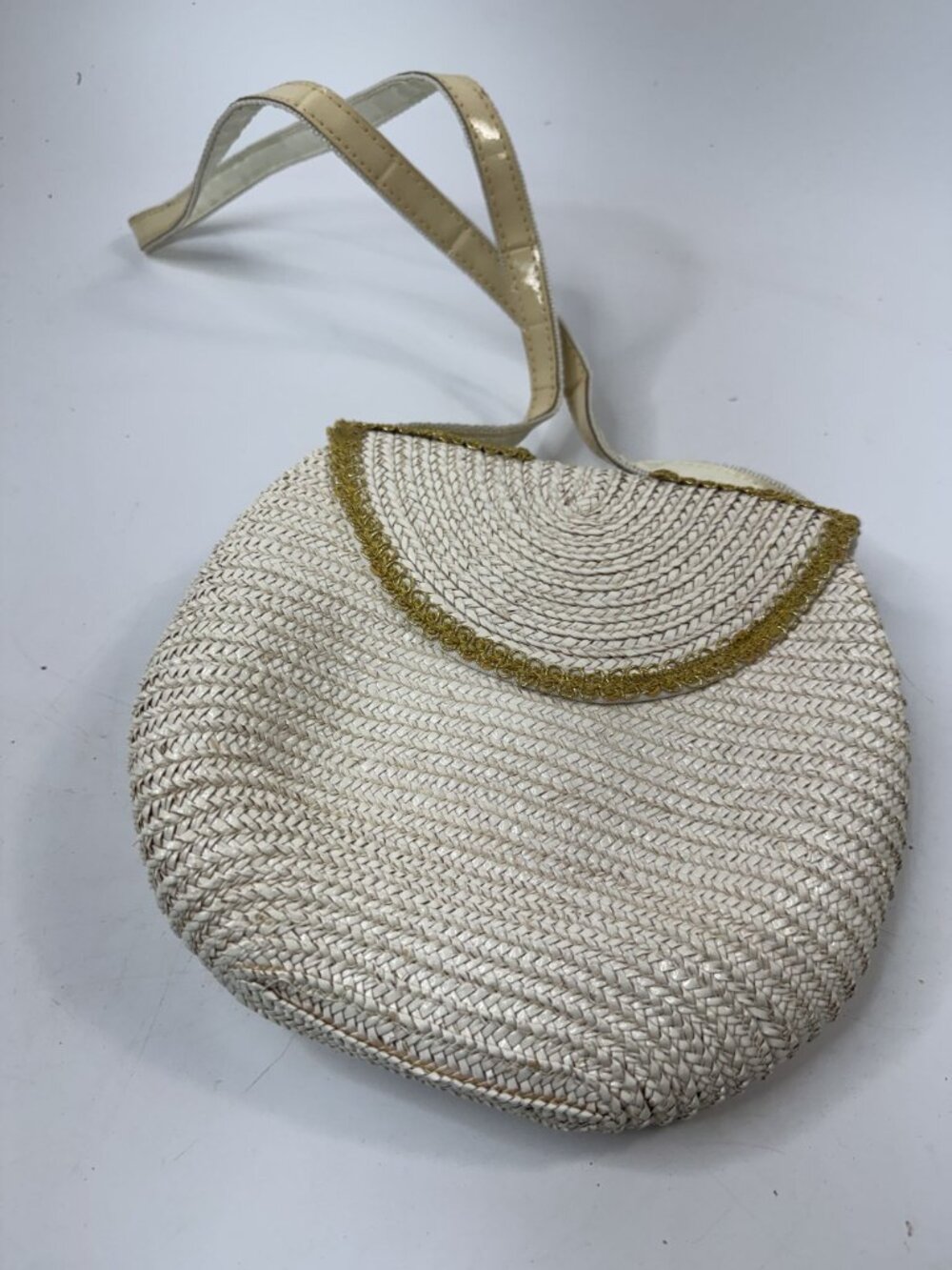 Vintage Gino Italian Straw Crossbody Bag With Embellished Flap & Tassels Boho Ch - Picture 2 of 4